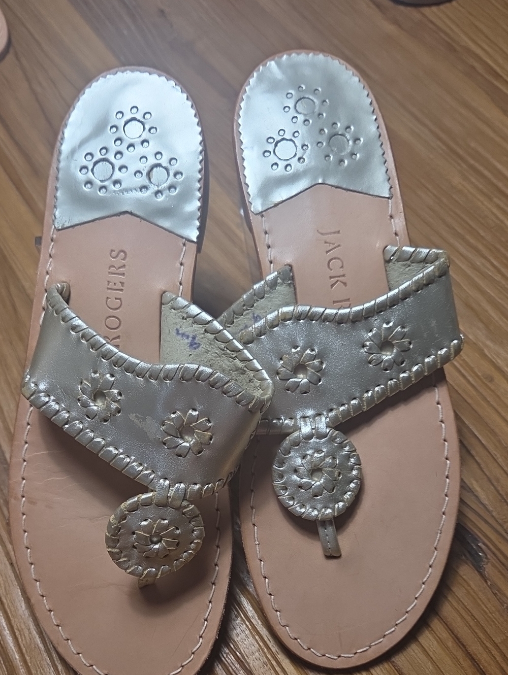 Jack Rogers Metallic Gold Thong Sandals - Women's